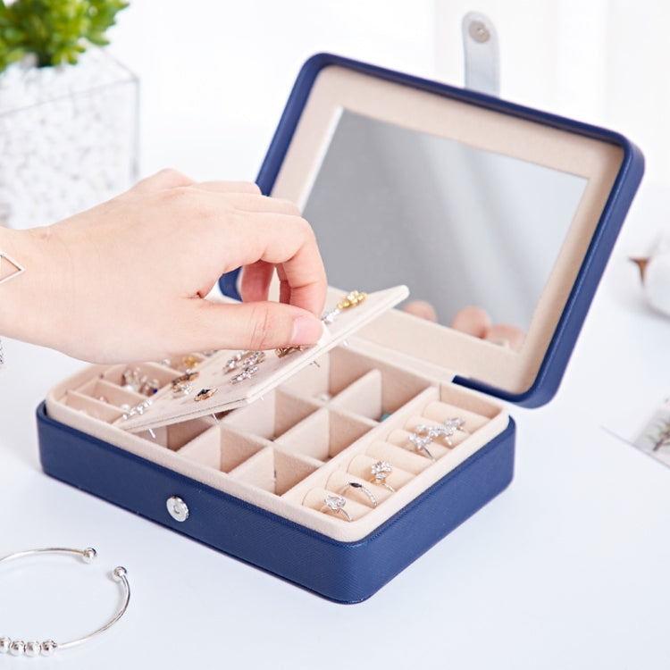 MSY789-12 Portable PU Simple Earrings Rings Multi-Function Jewelry Storage Box
