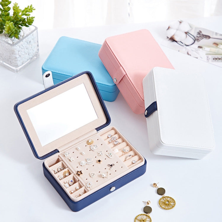 MSY789-12 Portable PU Simple Earrings Rings Multi-Function Jewelry Storage Box