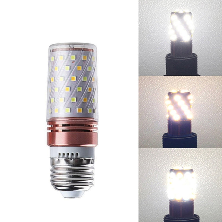 12W-E27  3 PCS No Flicker Corn Light Candle Bulb Screw Bulb, Light color: Three-color Light Home Style