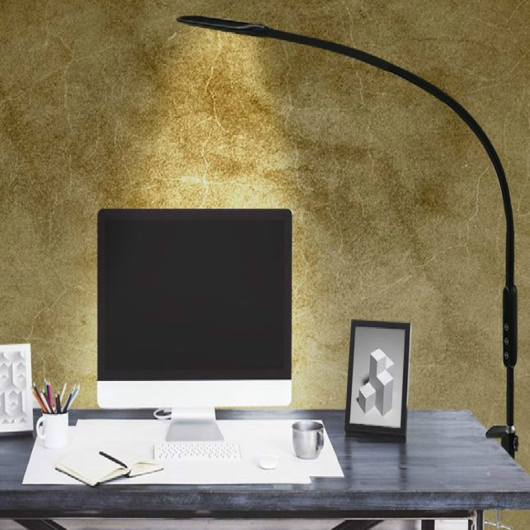 Long Arm Table Lamp Clip Office Led Desk Lamp Remote Control Eye-protected Lamp For Bedroom Led Light 5-Level Brightness&Color, Wattage:9W EU Plug