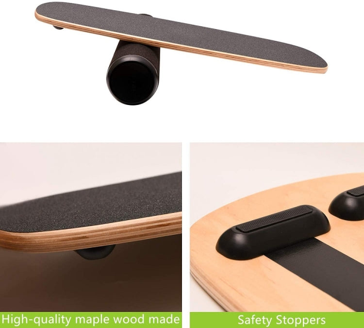 Surfing Ski Balance Board Roller Wooden Yoga Board, Specification: 03B Black Sand