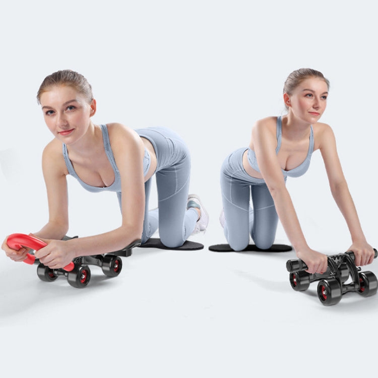 Four-Wheel Abdomen Wheel With Hand Support Household Rollers Fitness Equipment For Men And Women(Black Red)