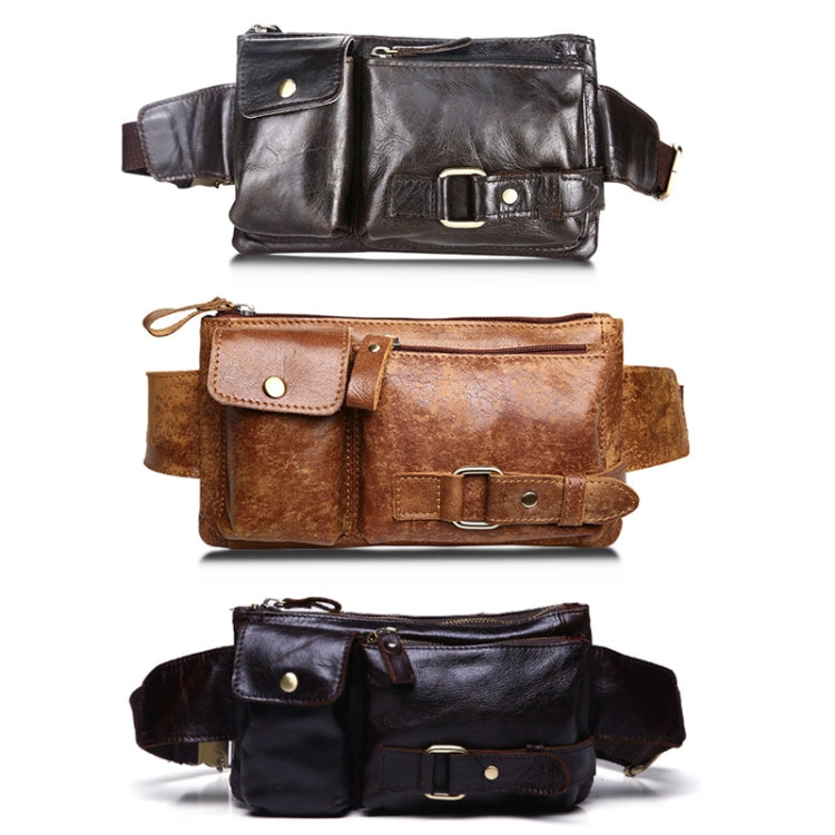 8135 Men Outdoor Sports Multifunctional Cowhide Leather Waist Bag