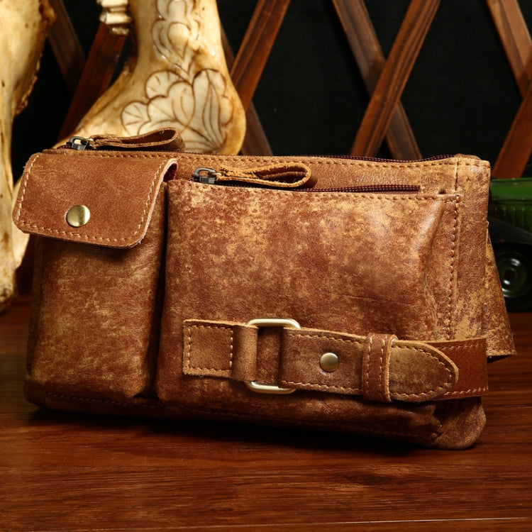8135 Men Outdoor Sports Multifunctional Cowhide Leather Waist Bag
