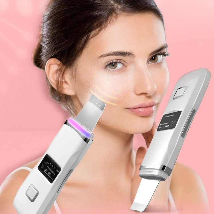 C-106 Ultrasonic Shovel Skin Machine Blackhead Dead Skin Cleaning Instrument Deep Cleaning Pore Ion Importer, Specification: Screen Display(Beige)