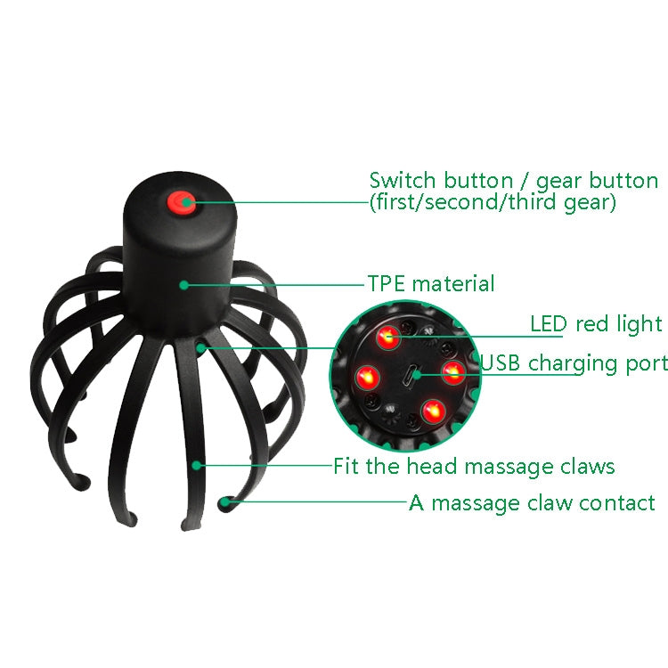 YK-1806 Head Electric Massager Octopus Charging Massage Comb