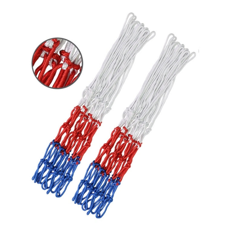 2 Pairs Outdoor Round Rope Basketball Net, Colour: 3.0mm Polyester(White Red Blue)