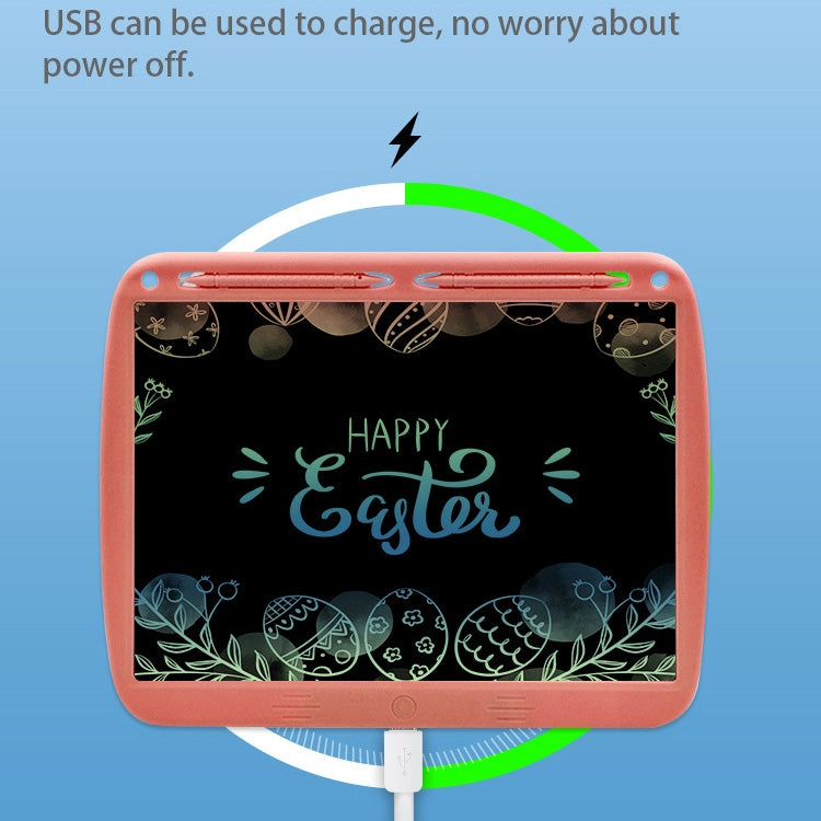 15inch Charging Tablet Doodle Message Double Writing Board LCD Children Drawing Board, Specification: Monochrome Lines (Pink)