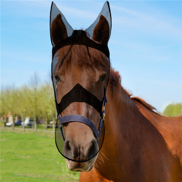 Summer Anti-Mosquito Breathable And Comfortable Horse Mask L(Black)