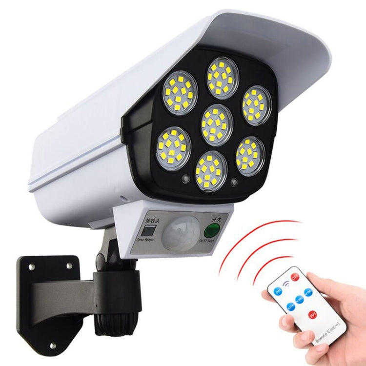 Solar Sensor LED Wall Light Simulation Surveillance Camera Glare Anti-Thief Street Lamp, Style: Remote Control (77LED)