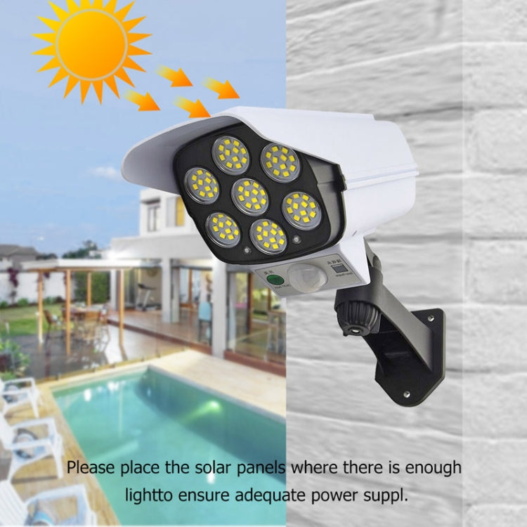 Solar Sensor LED Wall Light Simulation Surveillance Camera Glare Anti-Thief Street Lamp, Style: Remote Control (77LED)