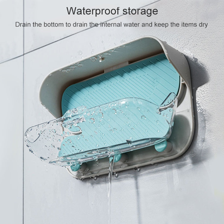 Press-Free Waterproof Dust-Proof Glasses Storage Box Bathroom Towel Storage Rack(Grey)