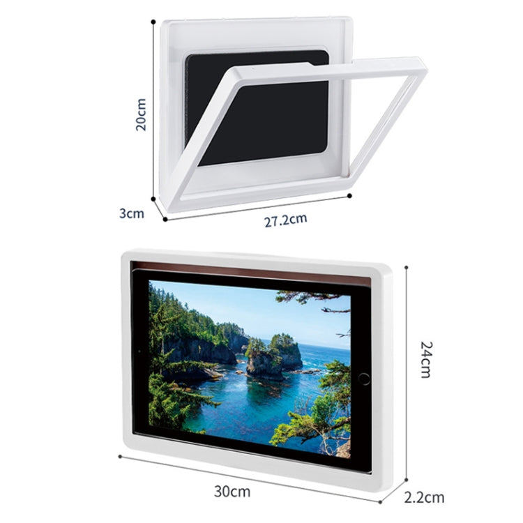 Bathroom Anti-Fog Mobile Phone Waterproof Box Rotatable Flat Punch-Free Bracket, Style: 14 Inches Non-rotating (White)