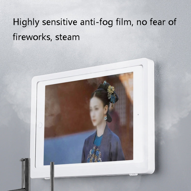 Bathroom Anti-Fog Mobile Phone Waterproof Box Rotatable Flat Punch-Free Bracket, Style: 14 Inches Non-rotating (White)