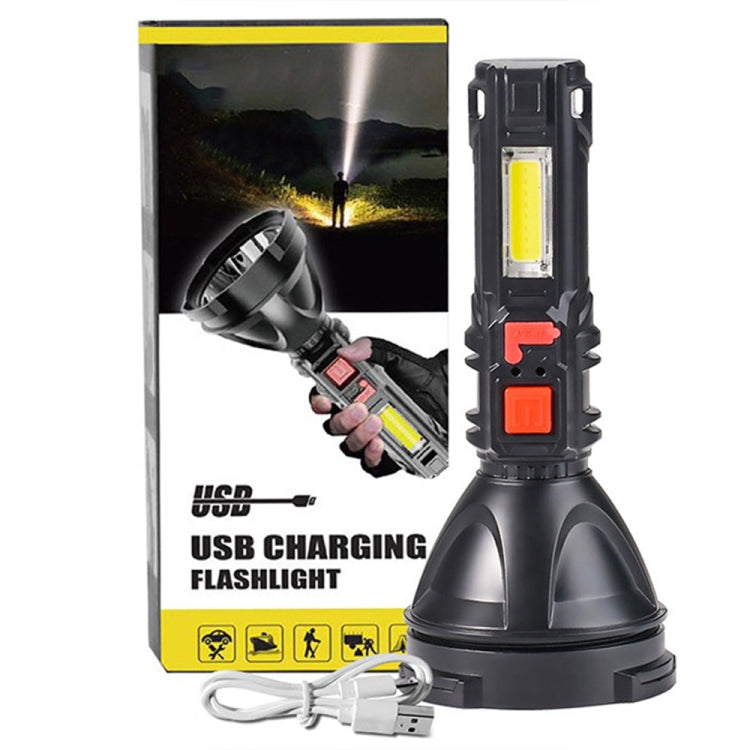 Plastic Flashlight COB Work Light Long Shot USB Strong Light Flashlight