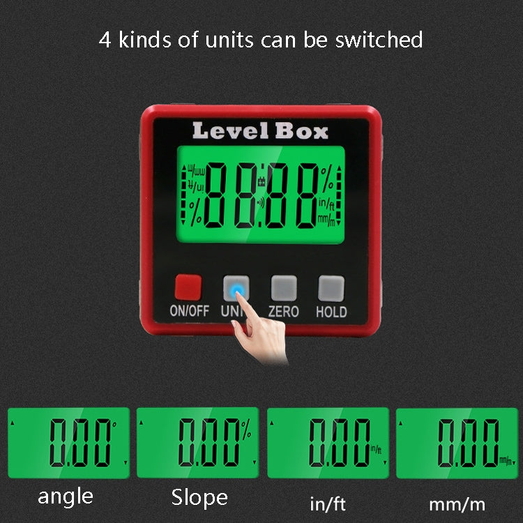 Precision Digital Inclinometer Electron Goniometers 4x90 Degree Magnetic Base Digital Protractor Angle Finder Bevel Box(Inclinationery)
