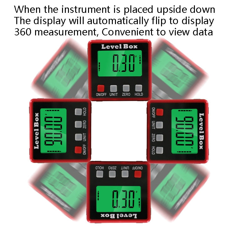 Precision Digital Inclinometer Electron Goniometers 4x90 Degree Magnetic Base Digital Protractor Angle Finder Bevel Box(Inclinationery)