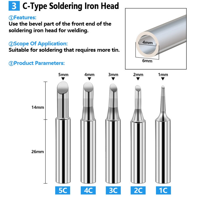 15 PCS / Set Soldering Tips 936 Soldering Station Pure Copper Soldering Iron Tips Lead-Free Soldering Iron Tips