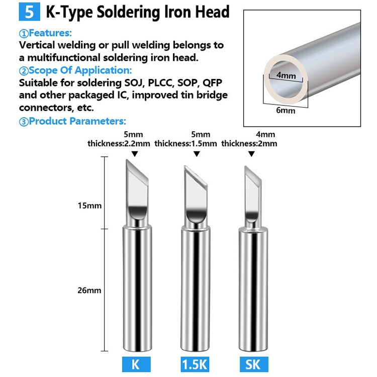 15 PCS / Set Soldering Tips 936 Soldering Station Pure Copper Soldering Iron Tips Lead-Free Soldering Iron Tips