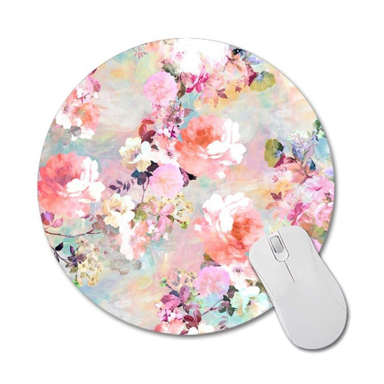 3 PCS Round Rose Flower Rubber Cloth Mouse Pad Heat Transfer Non-Slip Mouse Pad, Size:  20 x 20cm