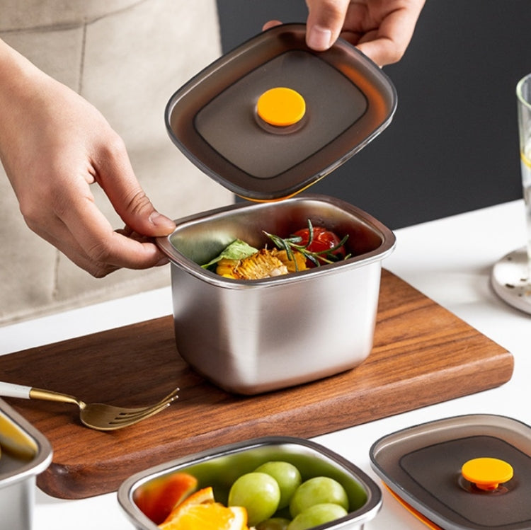 Refrigerator Fruit Fresh-Keeping Box 304 Stainless Steel Sealed Lunch Box, Capacity: 600ml