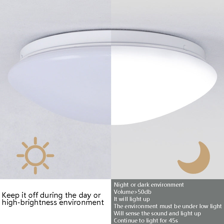 LED Sound Light Control Ceiling Lamp Round Corridor Intelligent Sensor Lamp, Power source: 8W 230mm