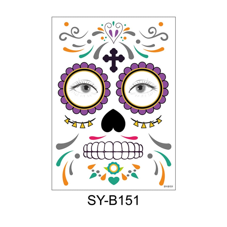 Waterproof And Sweat Proof Of The Dead Masquerade Party Temporary Stickers Halloween Face Tattoo Stickers