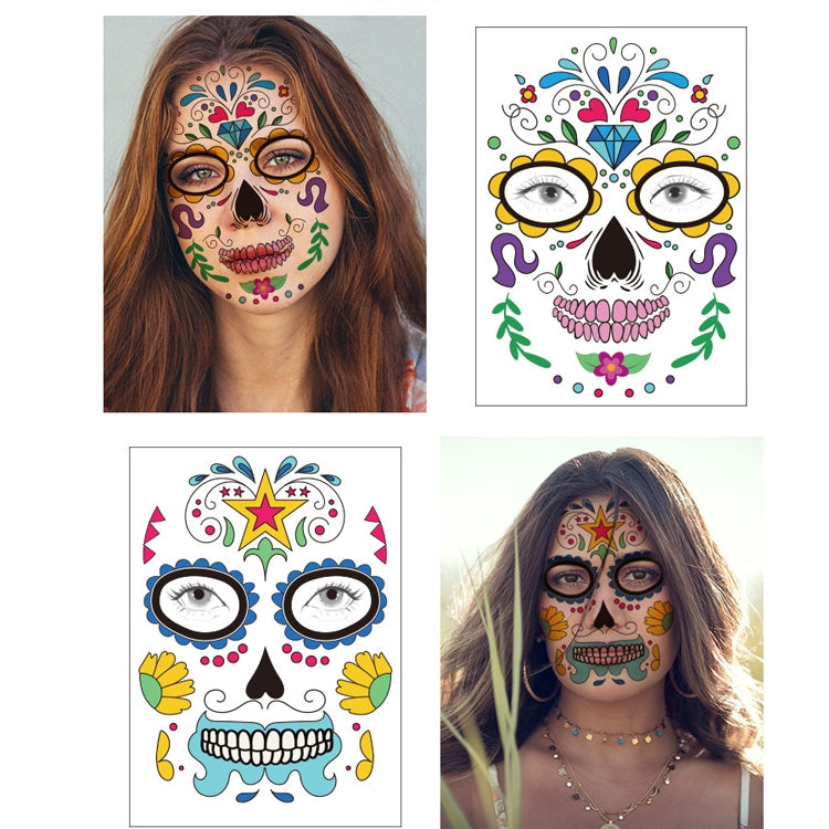 Waterproof And Sweat Proof Of The Dead Masquerade Party Temporary Stickers Halloween Face Tattoo Stickers