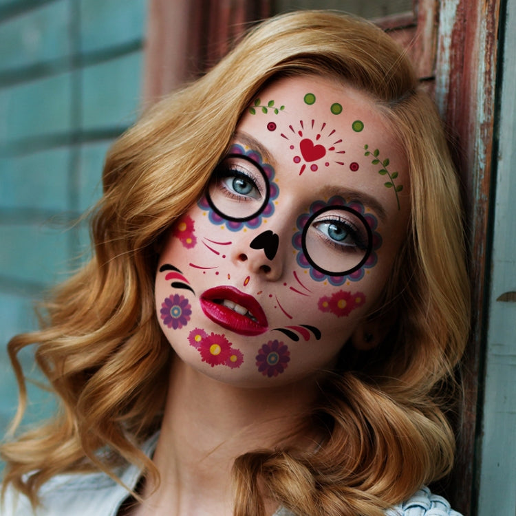 Waterproof And Sweat Proof Of The Dead Masquerade Party Temporary Stickers Halloween Face Tattoo Stickers