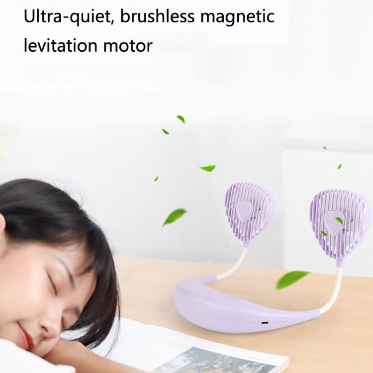 Light Leafless Spray Aromatherapy Massage Sports Mini Air Conditioner Fan Cooler Hanging Neck Fan Purple