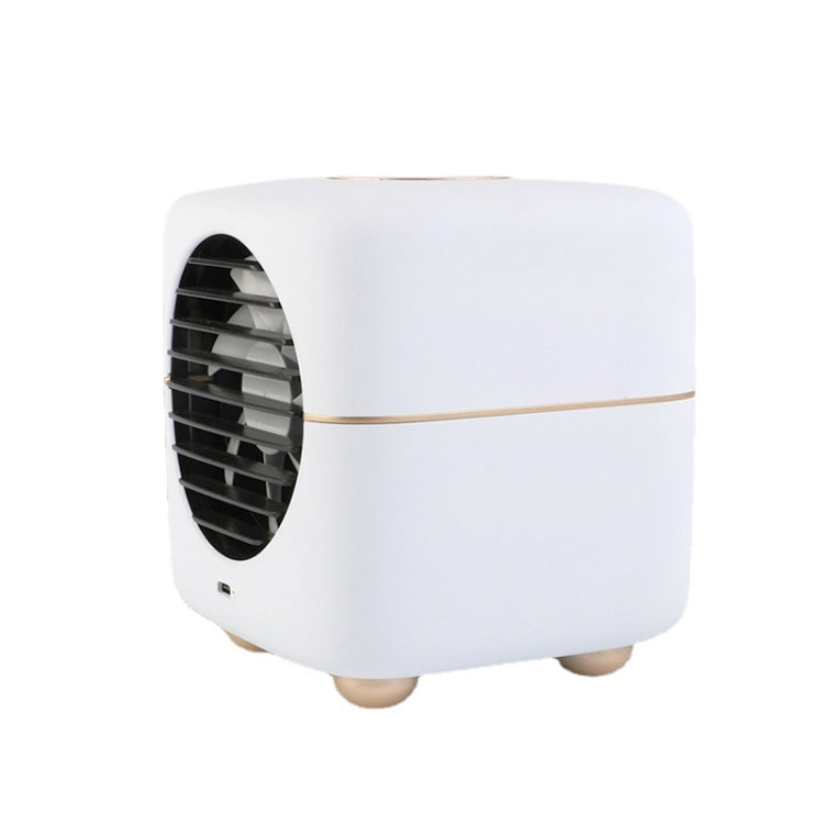 Light Leafless Spray Aromatherapy Massage Sports Mini Air Conditioner Fan Cooler Square Fan White
