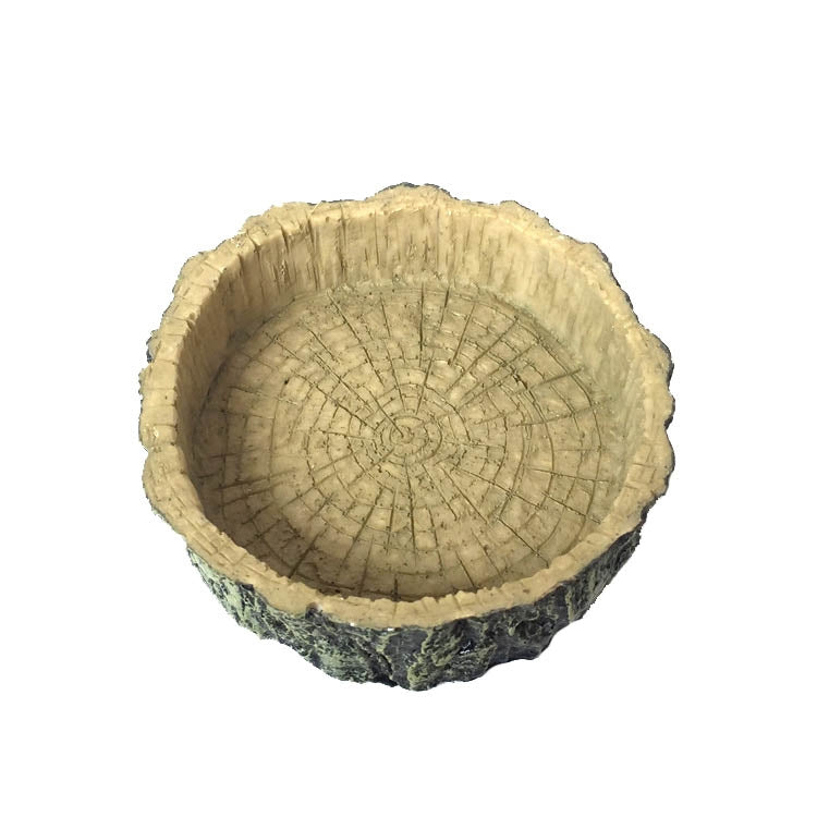 2 PCS Wood Pattern Food Bowl Reptile Water Food Basin Turtle Lizard Snake Water Basin