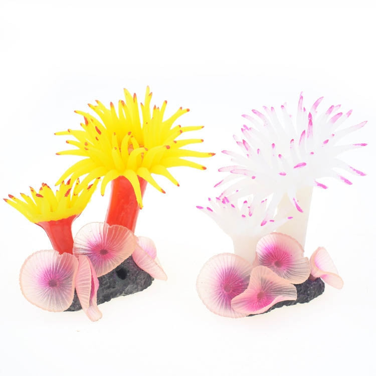 2 PCS Fish Tank Aquarium Simulation Landscaping Seabed Mollusk Coral Simulation Sea Tree Silicone Ornaments