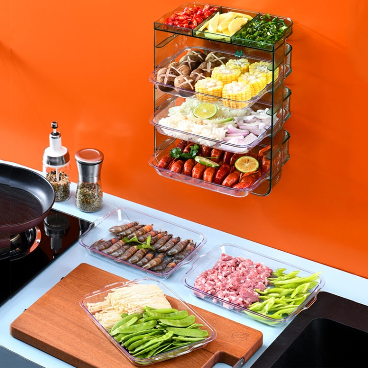 Multi-Function Punch-Free Multilayer Side Dish Kitchen Stacking Storage Rack, Specification: Jade Green 6-layer