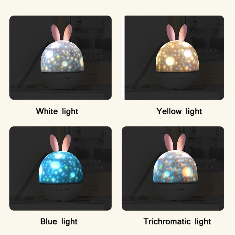 Romantic Starry Sky LED Night Light Bedroom Bedside Rotating Projector Atmosphere Light, Spec: USB Charging(Bunny)