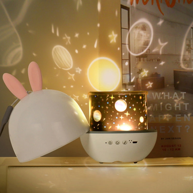 Romantic Starry Sky LED Night Light Bedroom Bedside Rotating Projector Atmosphere Light, Spec: USB Charging(Bunny)