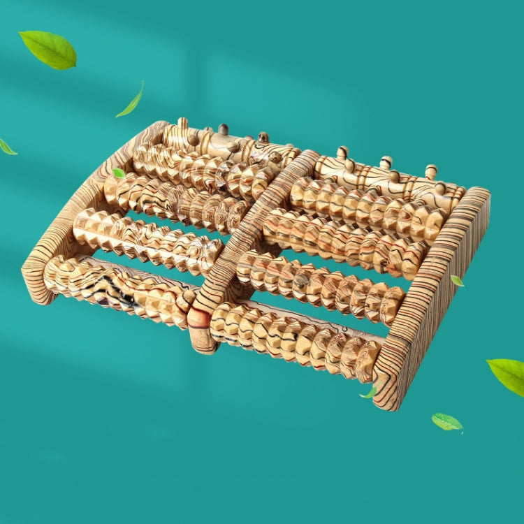 Wooden Foot Massager With Five Rows Of Foot Massage Rollers(Wooden Grain)
