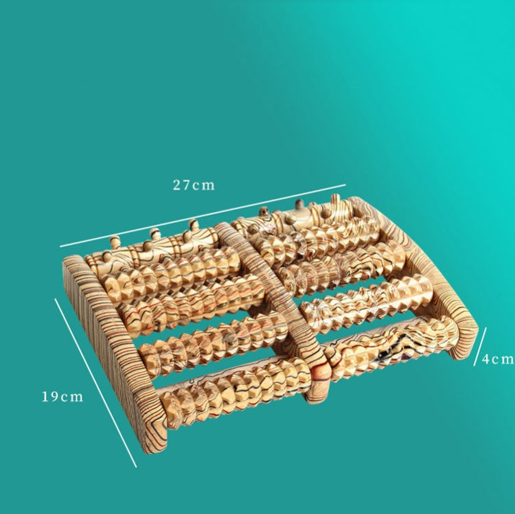 Wooden Foot Massager With Five Rows Of Foot Massage Rollers(Wooden Grain)
