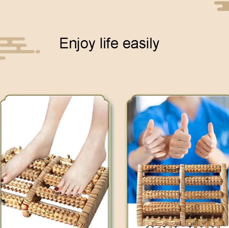 Wooden Foot Massager With Five Rows Of Foot Massage Rollers(Wooden Grain)