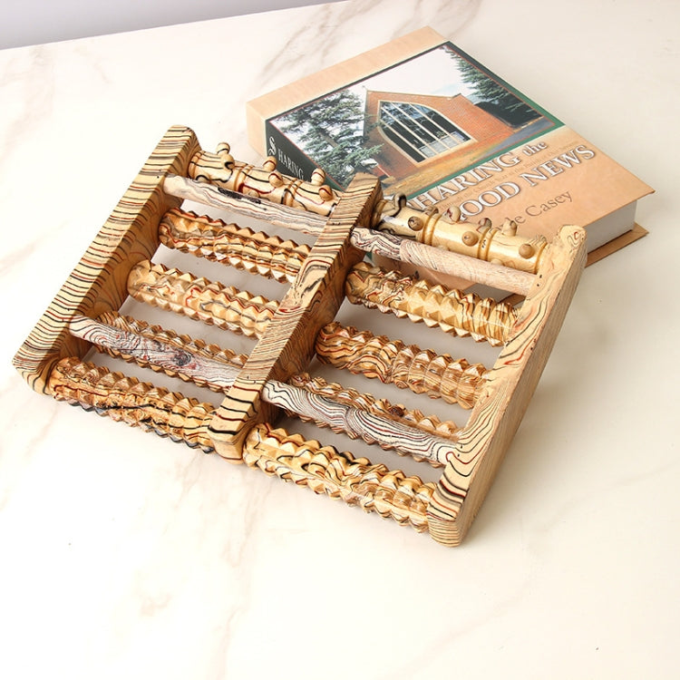 Wooden Foot Massager With Five Rows Of Foot Massage Rollers(Wooden Grain)