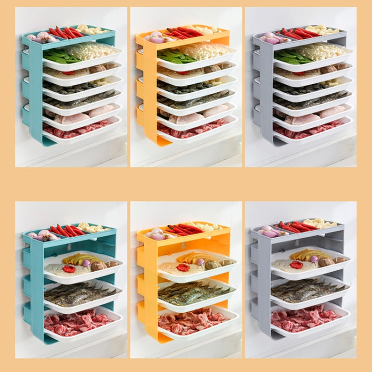 XW-PC001 Household Multi-Layer Punch-Free Side Dish Kitchen Wall Rack, Colour: Medium 3-layers (Blue)