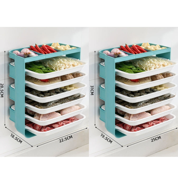 XW-PC001 Household Multi-Layer Punch-Free Side Dish Kitchen Wall Rack, Colour: Medium 3-layers (Blue)