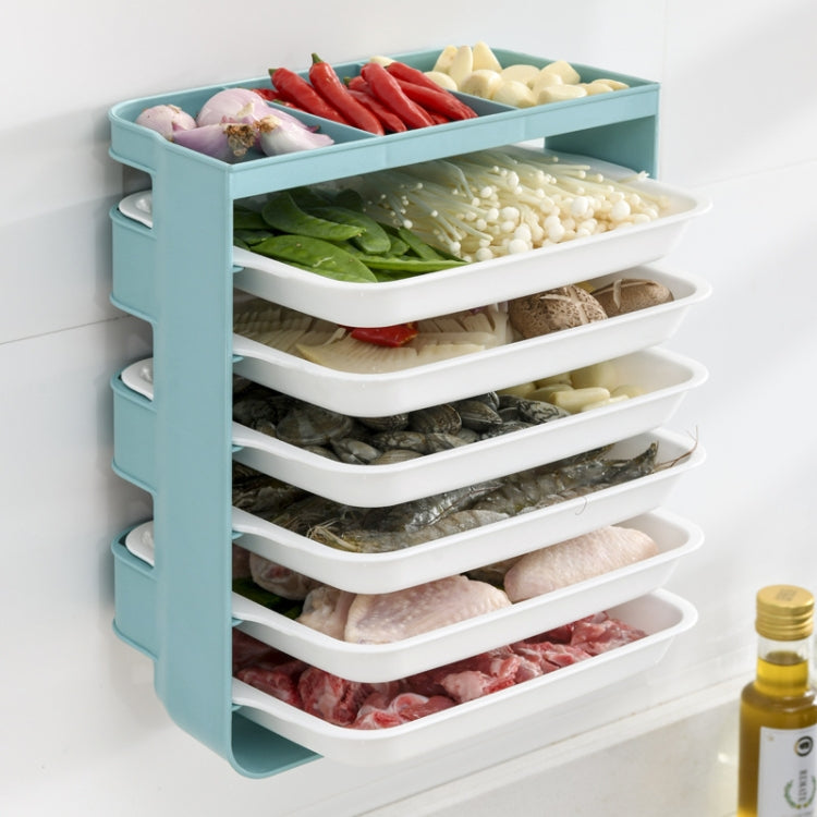 XW-PC001 Household Multi-Layer Punch-Free Side Dish Kitchen Wall Rack, Colour: Medium 6-layers (Blue)