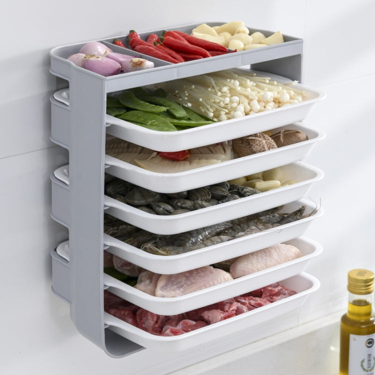 XW-PC001 Household Multi-Layer Punch-Free Side Dish Kitchen Wall Rack, Colour: Medium 6-layers (Gray)
