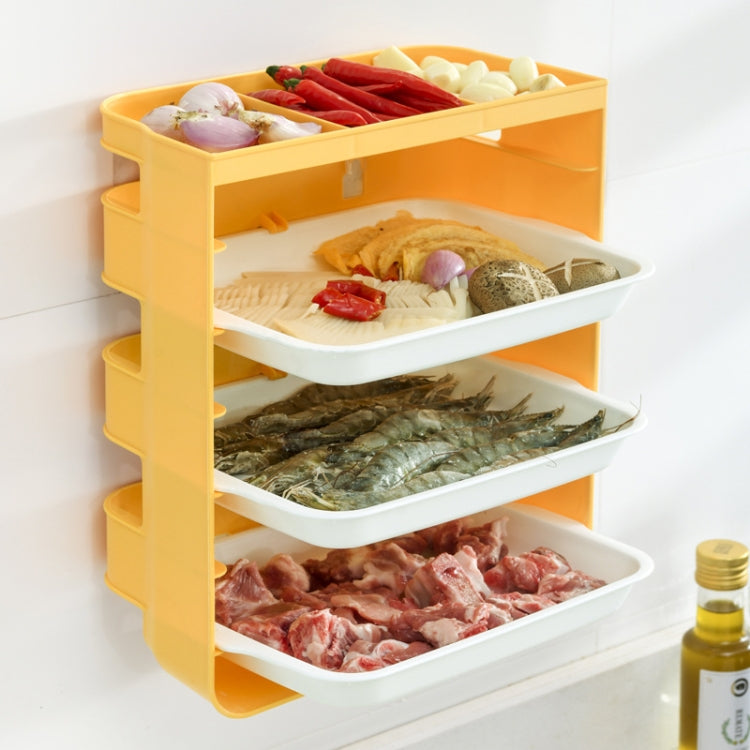XW-PC001 Household Multi-Layer Punch-Free Side Dish Kitchen Wall Rack, Colour: Large 3-layers (Yellow)