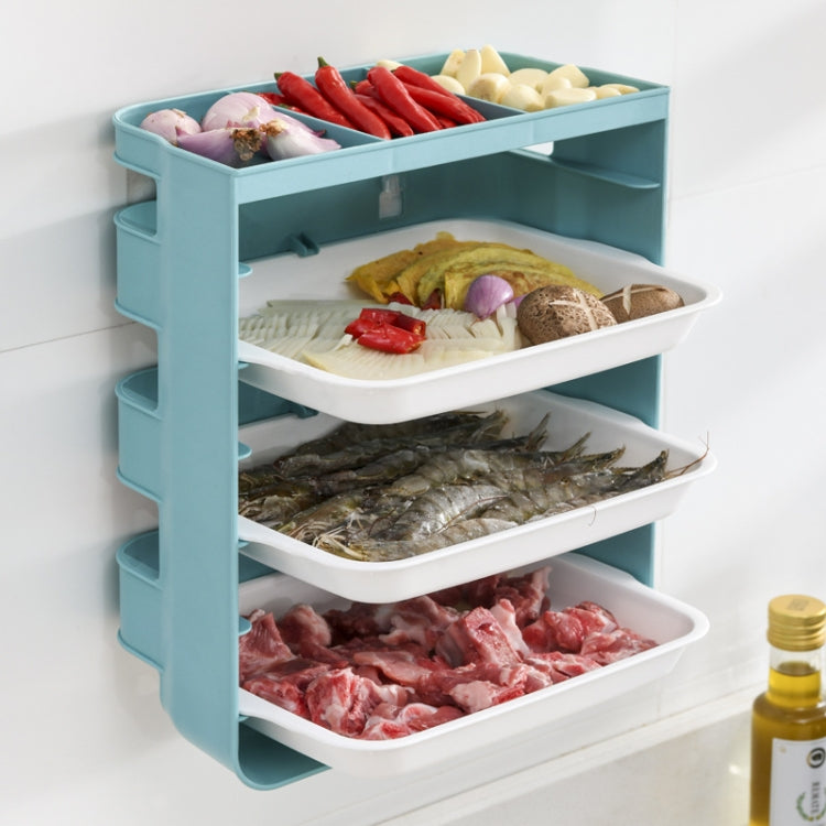XW-PC001 Household Multi-Layer Punch-Free Side Dish Kitchen Wall Rack, Colour: Large 3-layers (Blue)