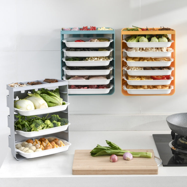 XW-PC001 Household Multi-Layer Punch-Free Side Dish Kitchen Wall Rack, Colour: Large 3-layers (Blue)