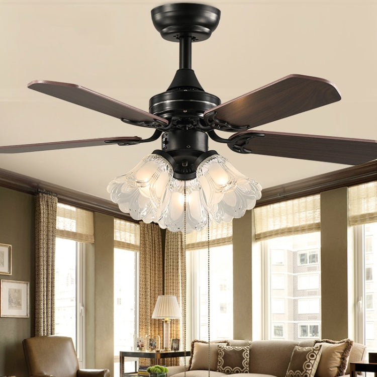 Vintage Ceiling Fan Lights Bedroom Ceiling Light Fan with Remote Control, AC 220V