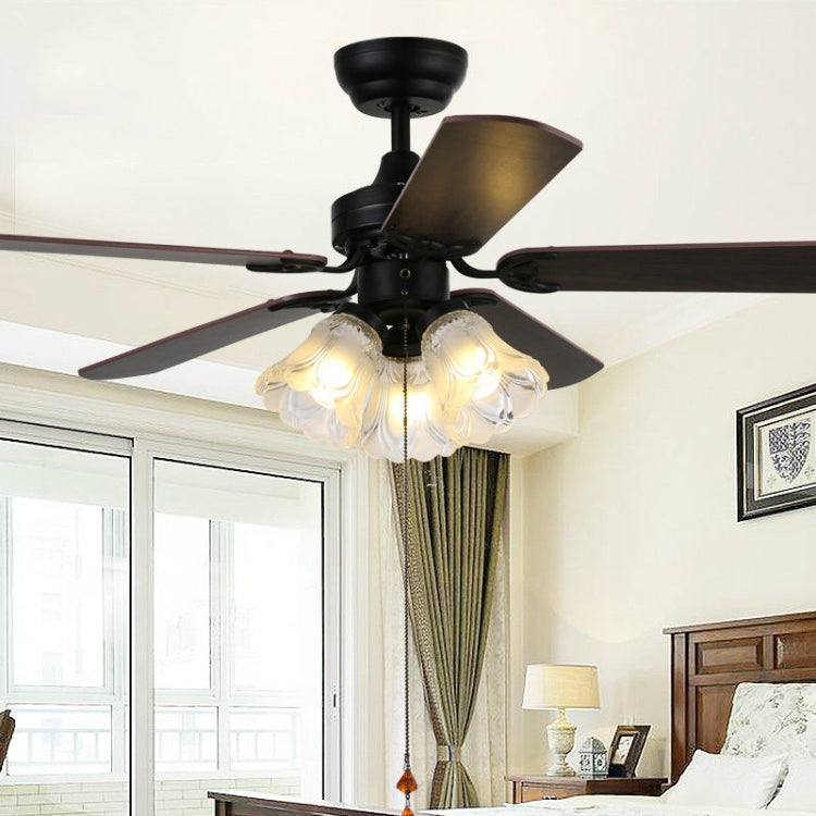 Vintage Ceiling Fan Lights Bedroom Ceiling Light Fan with Remote Control, AC 220V