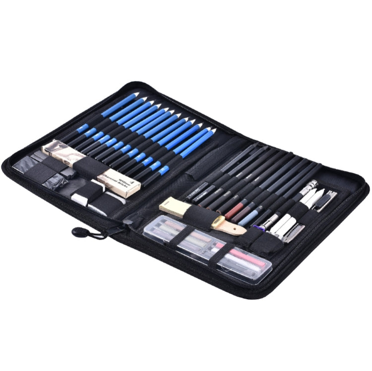 48 in 1 Sketching Pencil Set Zipper Bag Art Carbon Drawing Pencil Set(Black)